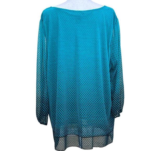 Ali Miles teal/black dot layered tunic, 1X, minimalist, everyday, timeless - Picture 3 of 5